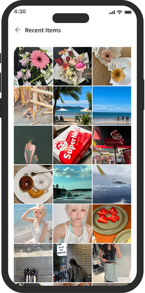 Photo selection screen